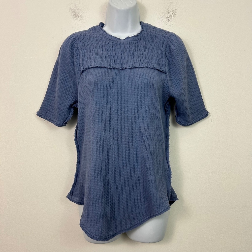 We The Free Free People Blue Care Delicious Thermal Top Womens Large NEW